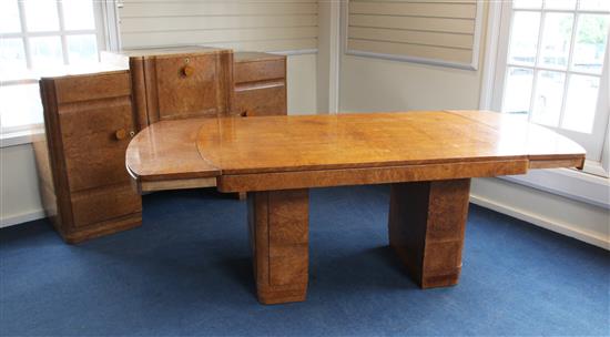 An Art Deco burr walnut stepped sideboard, sideboard W.5ft 6in.